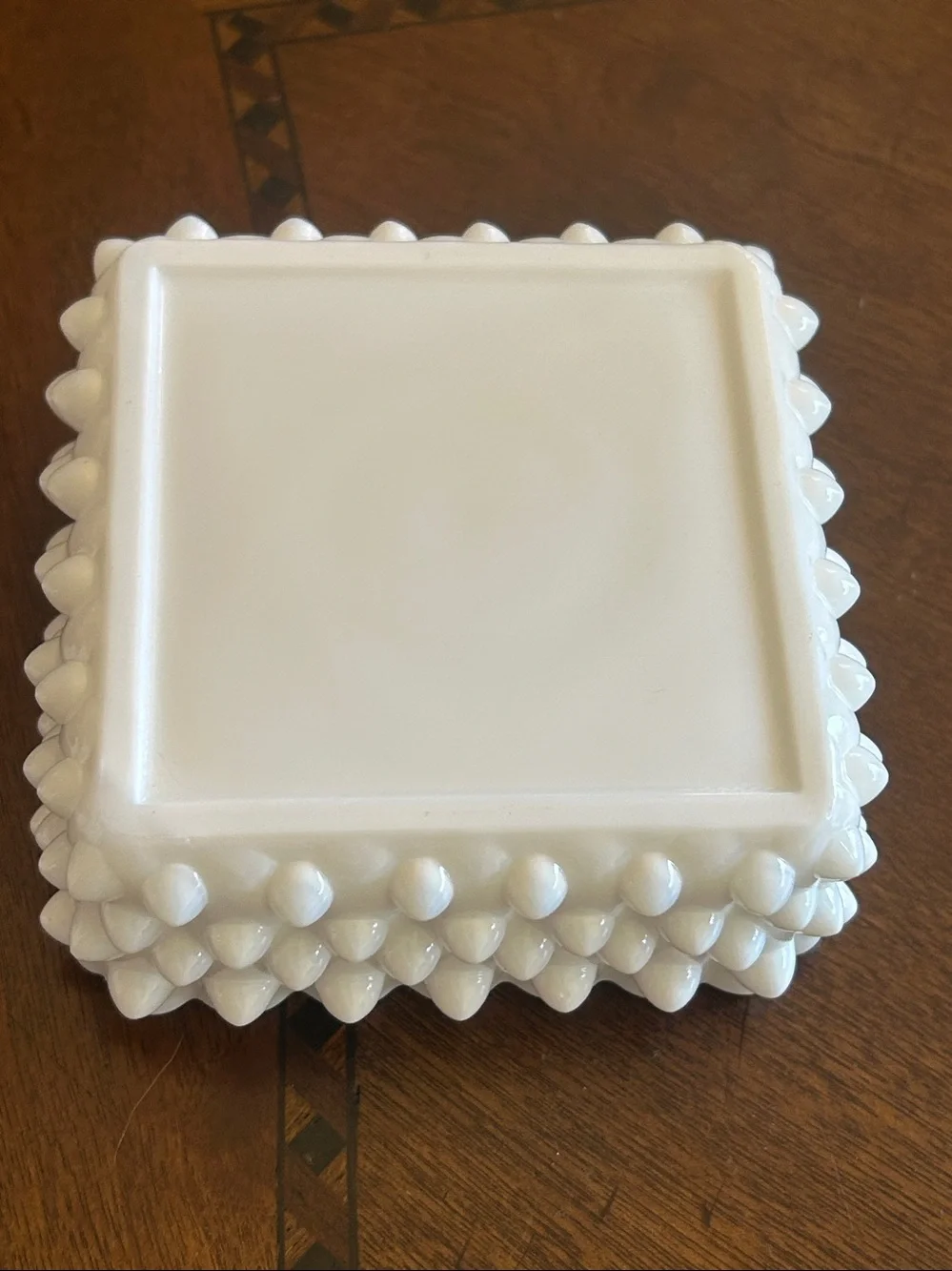 Used White Decorative Hobnail Ceramic Trinket Box small chip